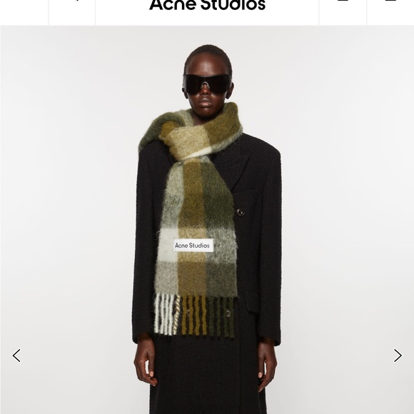 Acne Studios Mohair Checkered scarf, brand new, olive green - Picture 1 of 5